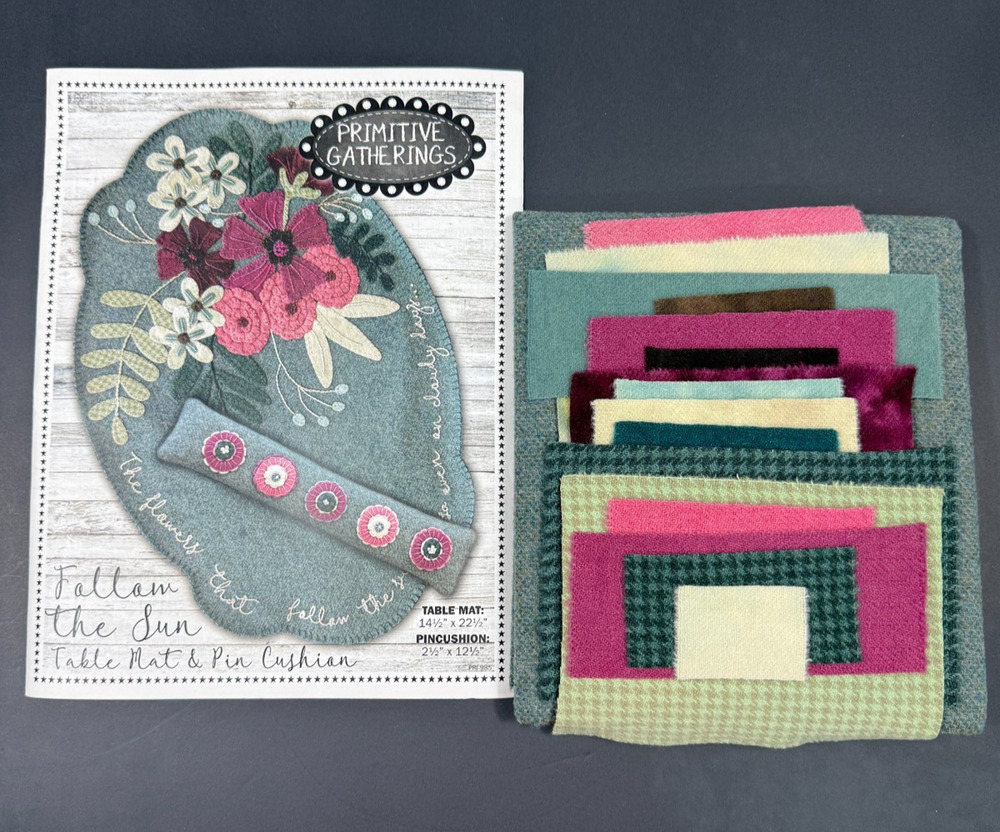 Primitive Gatherings "Follow the Sun Table Mat & Pincushion" Wool Kit Pattern